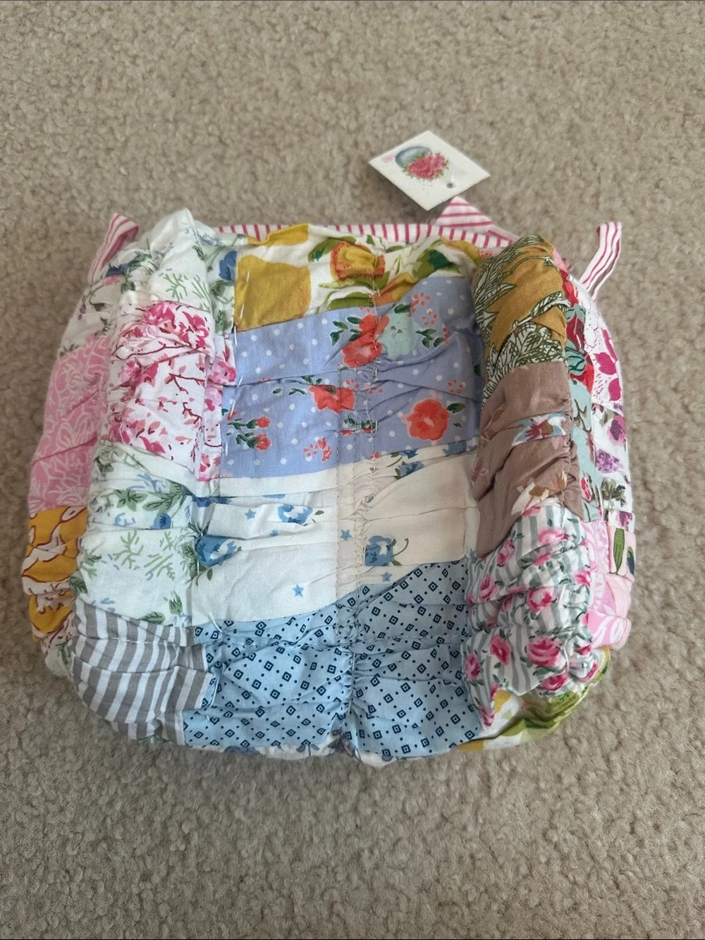 C&B Positano Multicolor Patchwork Quilted Cosmetic Pouch - Pink Accent
